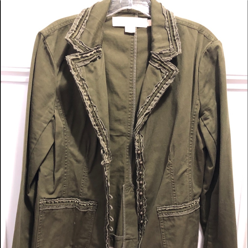 JCrew olive green embellished blazer